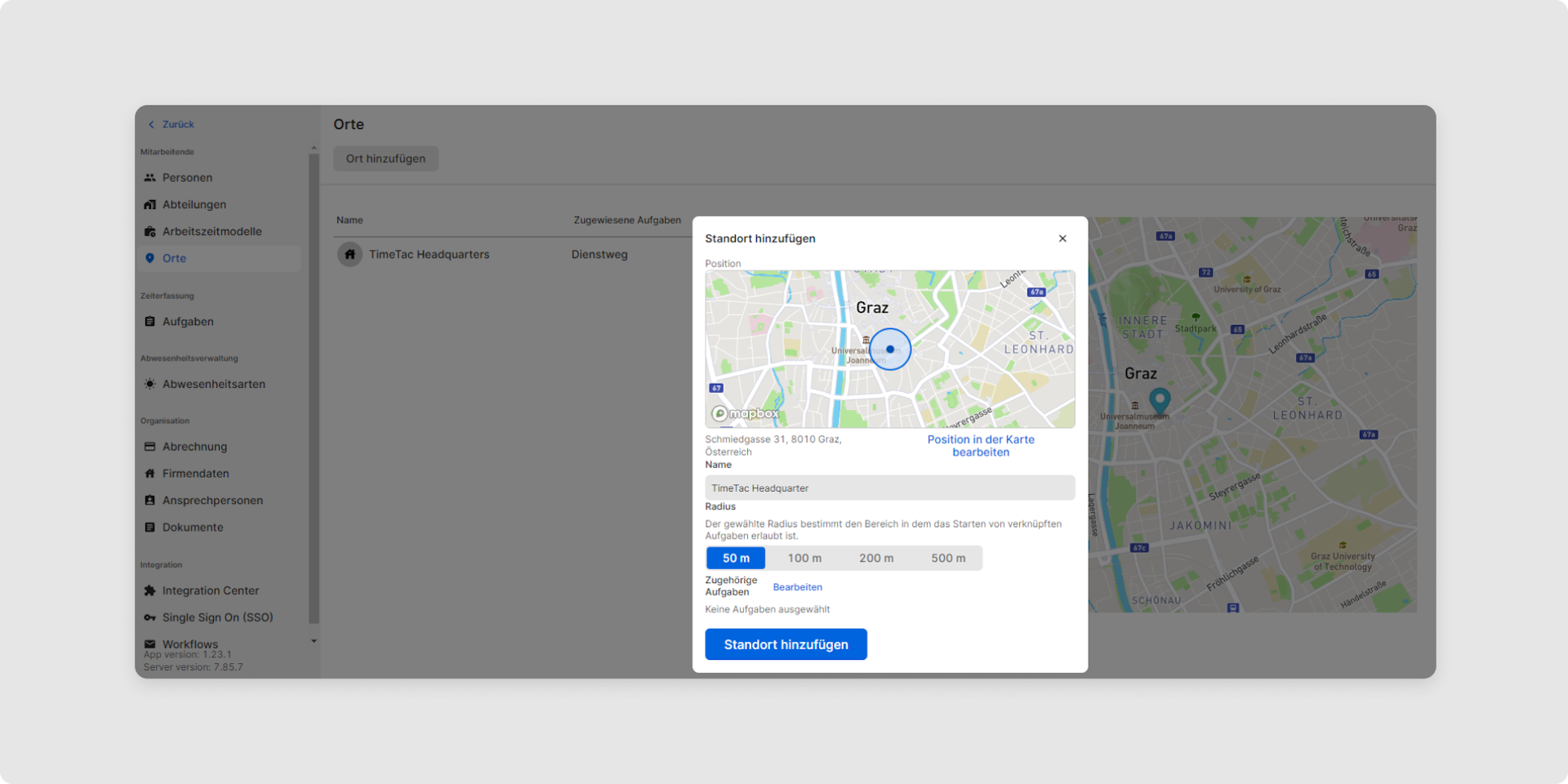 <p>Sie können jedem Standort einen Namen geben und den Radius, den sogenannten „Geofence”, festlegen.</p>