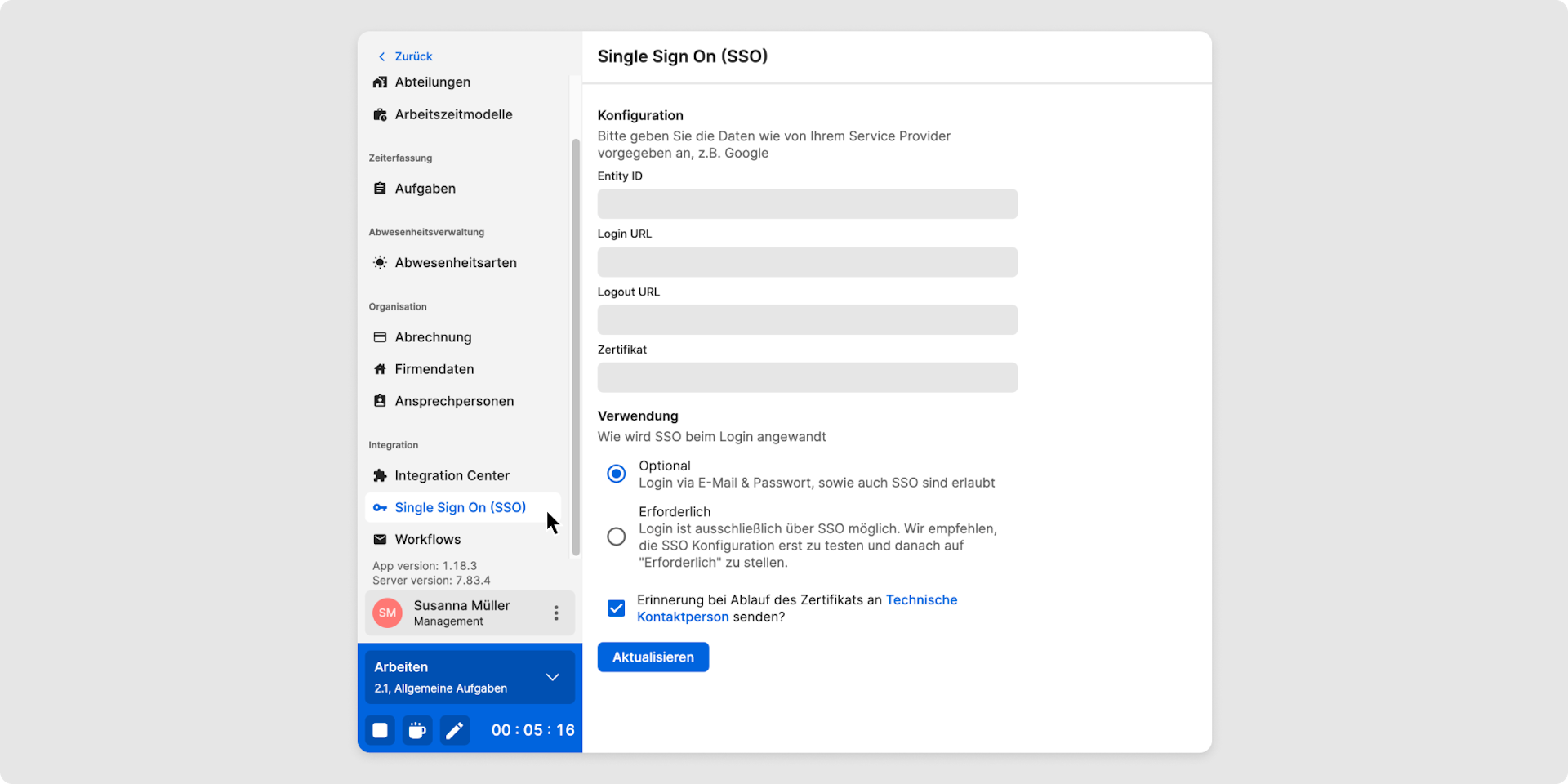 <p>Wählen Sie dort <em>Single Sign-On (SSO</em>).</p>