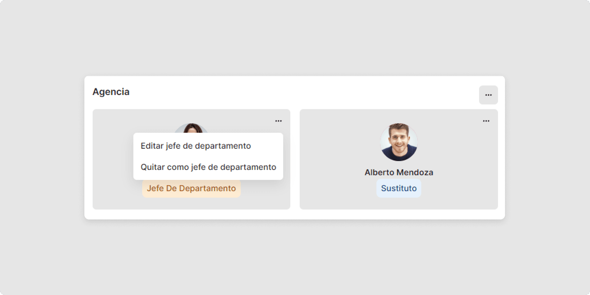 También se puede eliminar la asignación de roles haciendo clic en "Quitar como jefe de departamento/sustituto". 