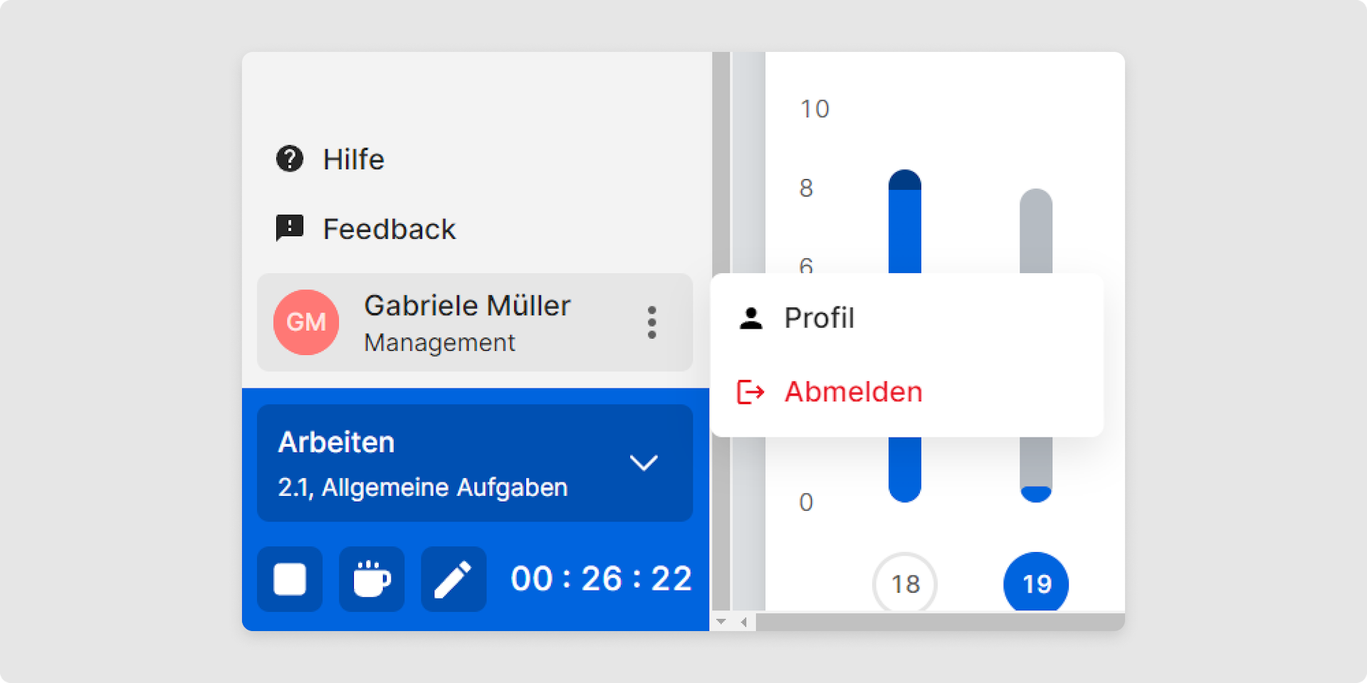 Klicken Sie links im Seitenmenü auf Ihren Namen und wählen Profil