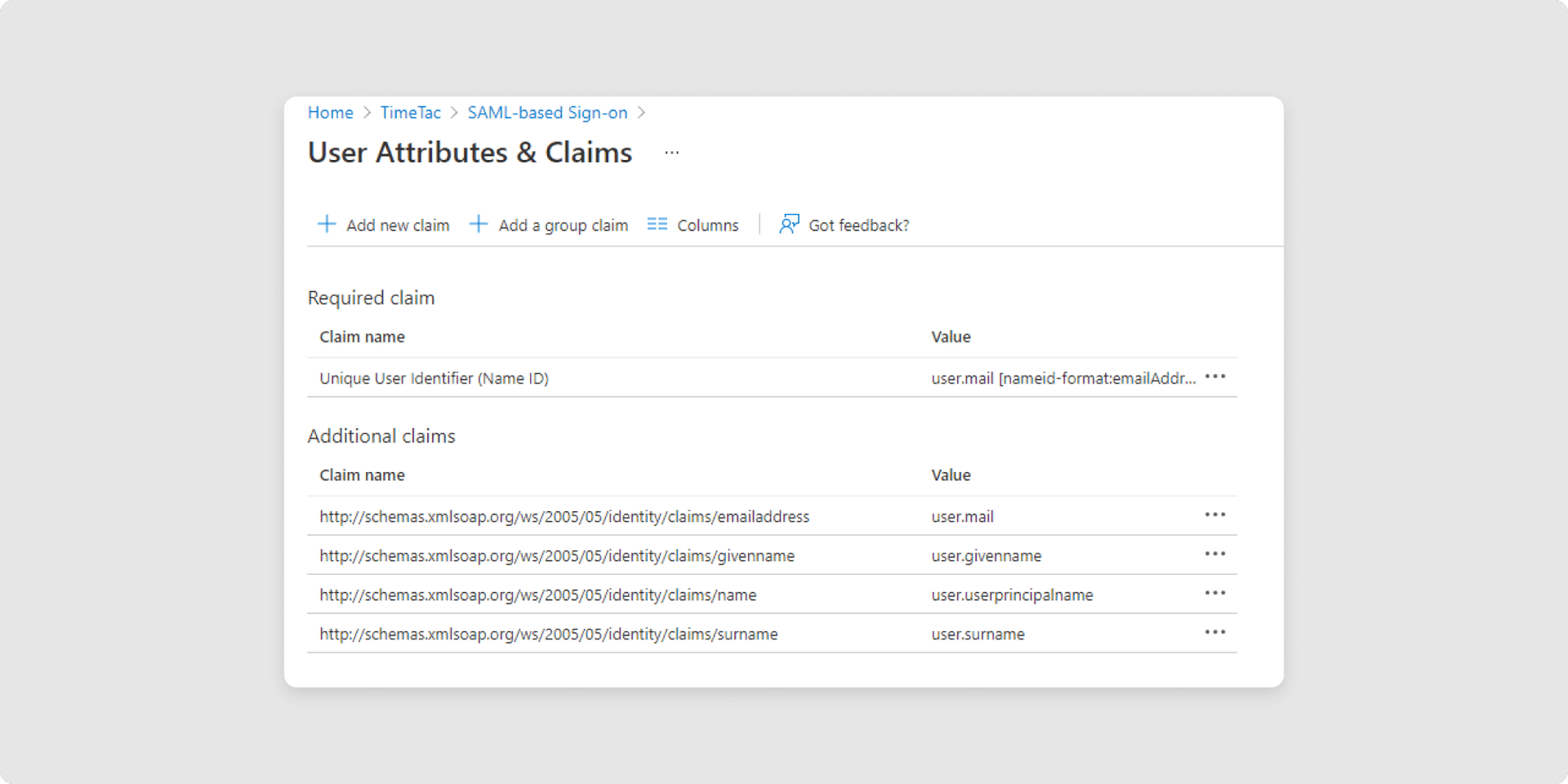 <p>In the User Attributes & Claims section, set the email address as the <em>Unique User Identifier</em> and save.</p>