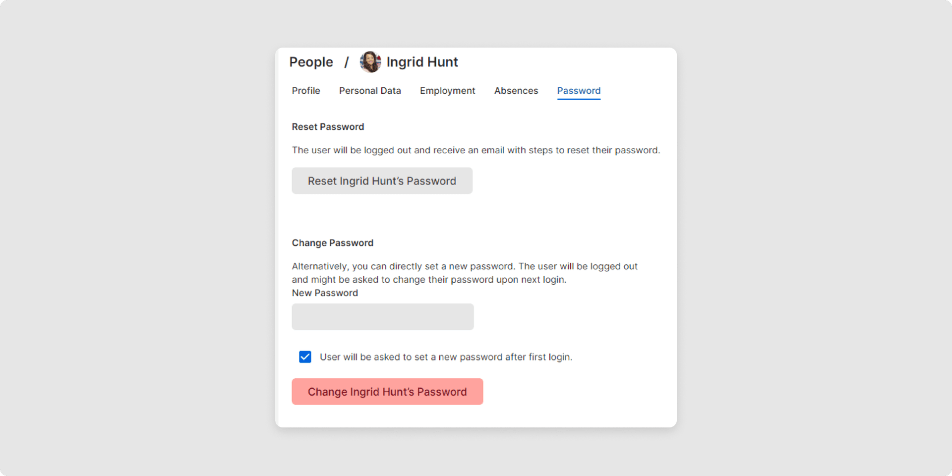 <p>Under <em>Password,</em> you can reset the password and change the password.</p>
