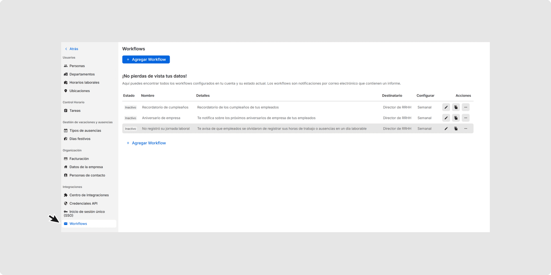 <p>Se abrirá una pestaña con las opciones de nuevos Workflows.</p>