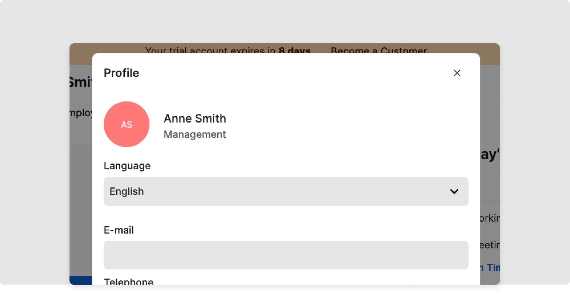 Select the desired language from the drop-down menu by clicking on it.
